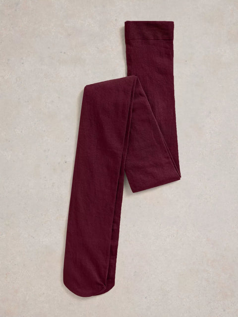 White Stuff Patty Dark Plum Plain Tights