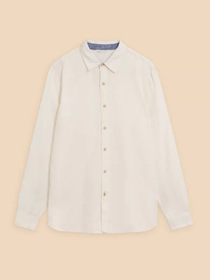 White Stuff Pembroke Brilliant White Mens Long Sleeve Linen Shirt