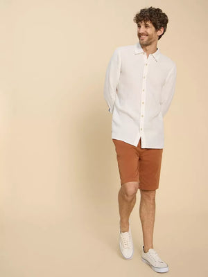 White Stuff Pembroke Brilliant White Mens Long Sleeve Linen Shirt