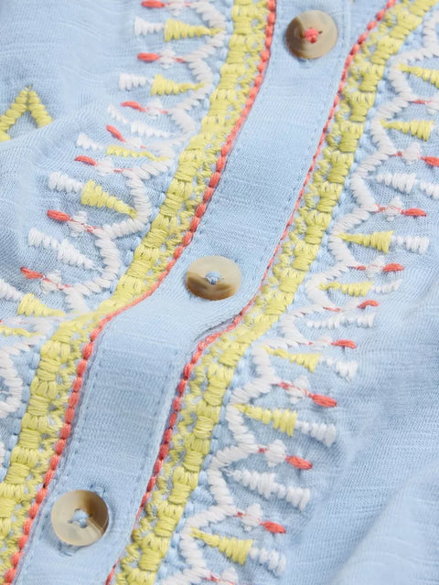 White Stuff Tulip Sleeveless Shirt Blue Multi