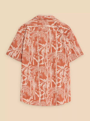 White Stuff Mens Orange Cactus Printed Short Sleeve Shirt