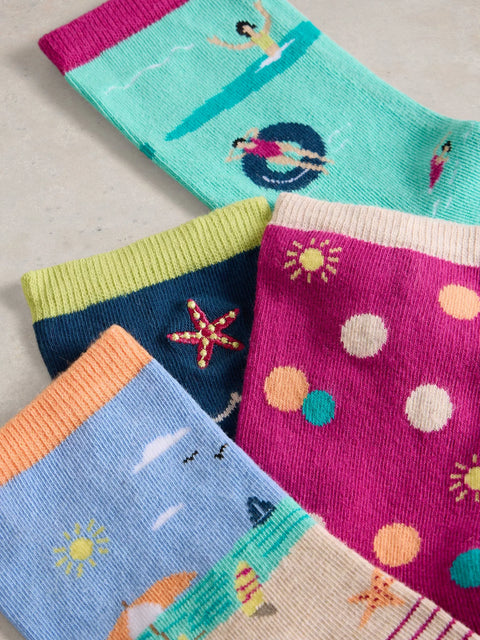 White Stuff 4 Pack Box Of Socks Seaside 3-5