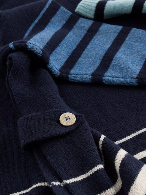 White Stuff Ivy Side Slit Throw On Navy Multi