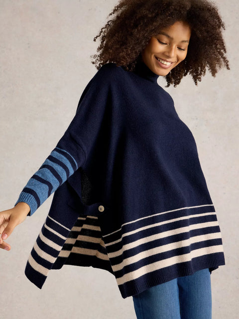 White Stuff Ivy Side Slit Throw On Navy Multi