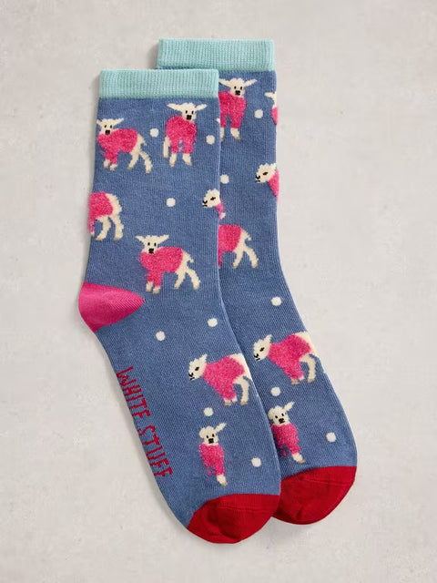 White Stuff Fluffy Ankle Sock 444135 Dark Blue