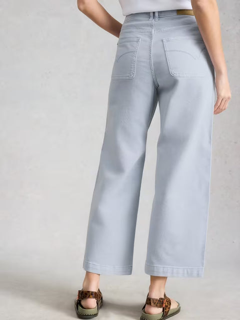 White Stuff Tia Light Blue Wide Leg Crop Jean