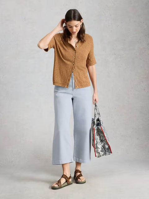 White Stuff Tia Light Blue Wide Leg Crop Jean