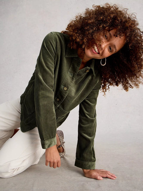 White Stuff Carrie Cord Jacket Dusky Green