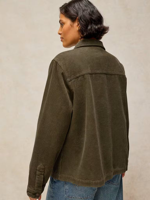 White Stuff Carrie Khaki Green Cord Jacket