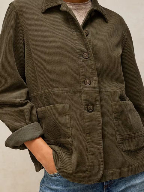 White Stuff Carrie Khaki Green Cord Jacket