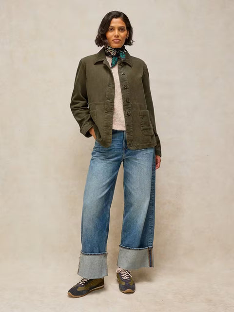 White Stuff Carrie Khaki Green Cord Jacket