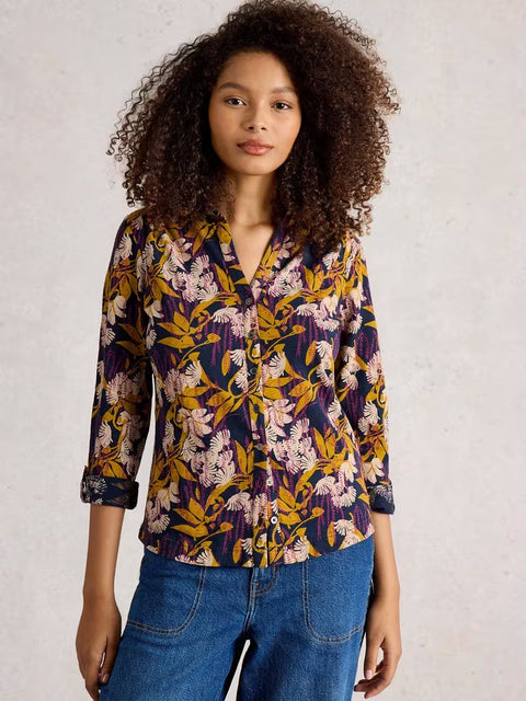 White Stuff Annie Jersey Shirt Navy Multi