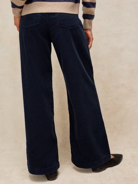 White Stuff Ayla Dark Navy Cord Wide Leg Short Trouser