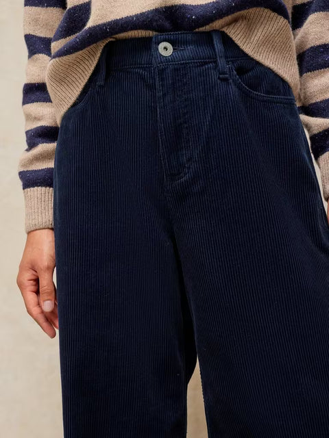 White Stuff Ayla Dark Navy Cord Wide Leg Short Trouser