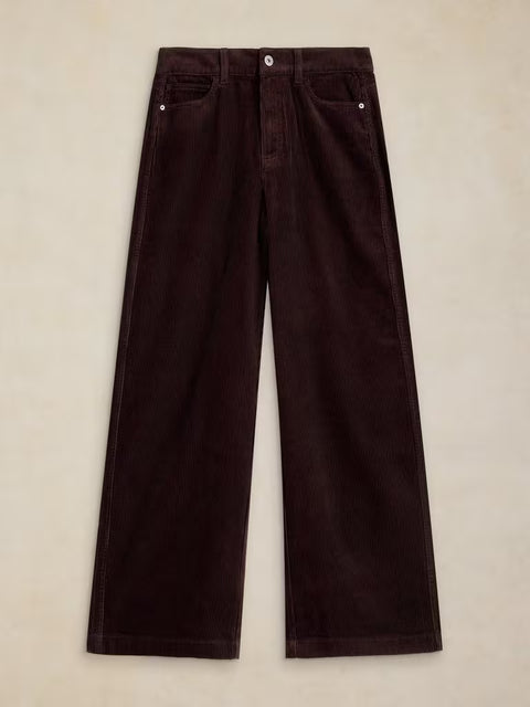 White Stuff Ayla Dark Brown Cord Wide Leg Short Trouser