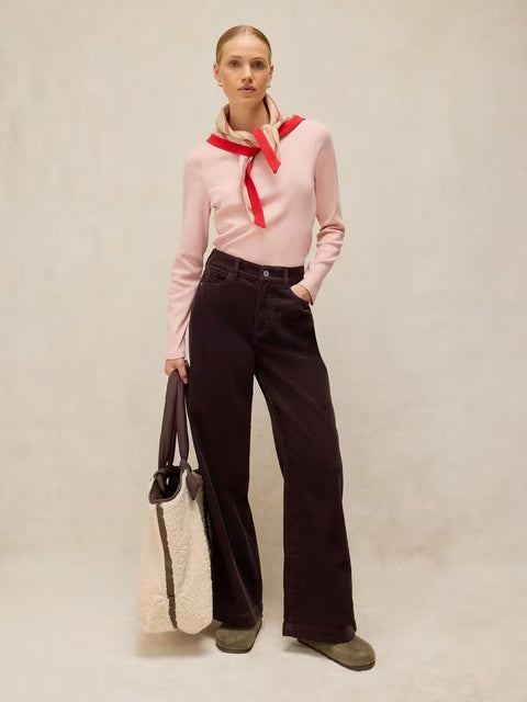 White Stuff Ayla Dark Brown Cord Wide Leg Short Trouser