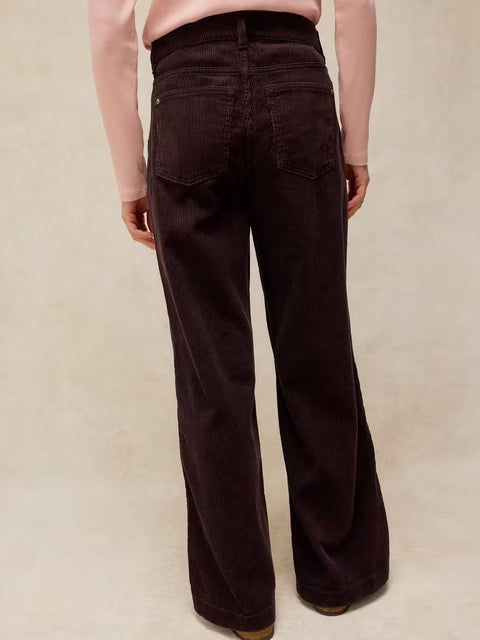 White Stuff Ayla Dark Brown Cord Wide Leg Regular Trouser