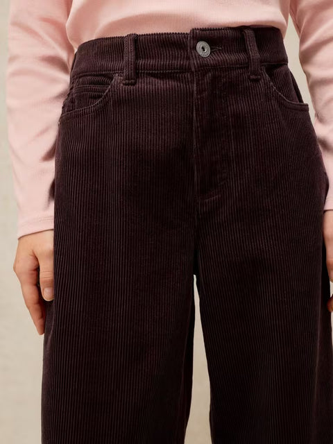White Stuff Ayla Dark Brown Cord Wide Leg Regular Trouser