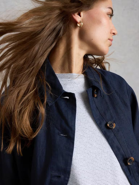 White Stuff Isabel Linen Jacket Dark Navy