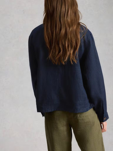 White Stuff Isabel Linen Jacket Dark Navy