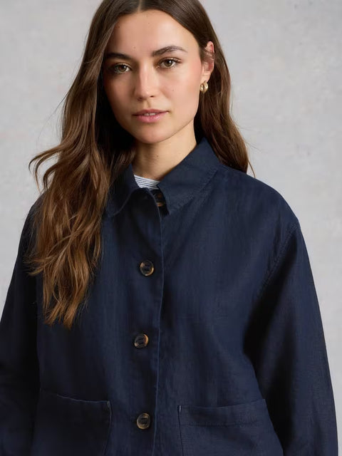White Stuff Isabel Linen Jacket Dark Navy