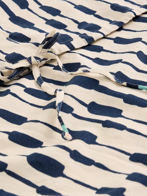 White Stuff Nicole Linen Blend Top Ivory Print
