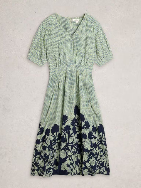 White Stuff Petite Kate Midi Dress Green Print