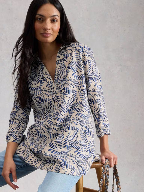 White Stuff Bianca Linen Tunic Ivory Print