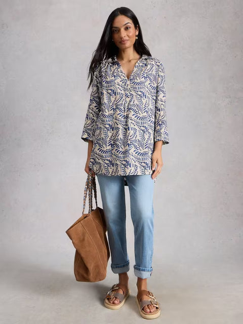White Stuff Bianca Linen Tunic Ivory Print