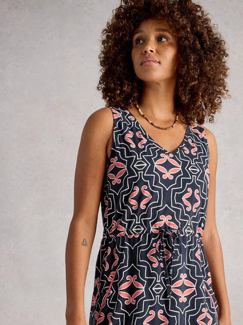 White Stuff Heidi Jersey Dress Navy Multi