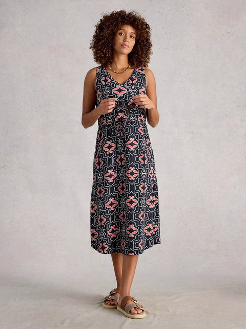 White Stuff Heidi Jersey Dress Navy Multi