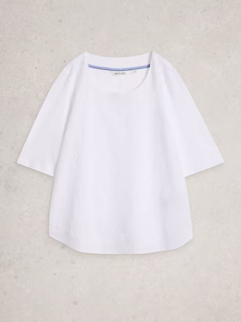 White Stuff Weaver Broderie Tee Brilliant White