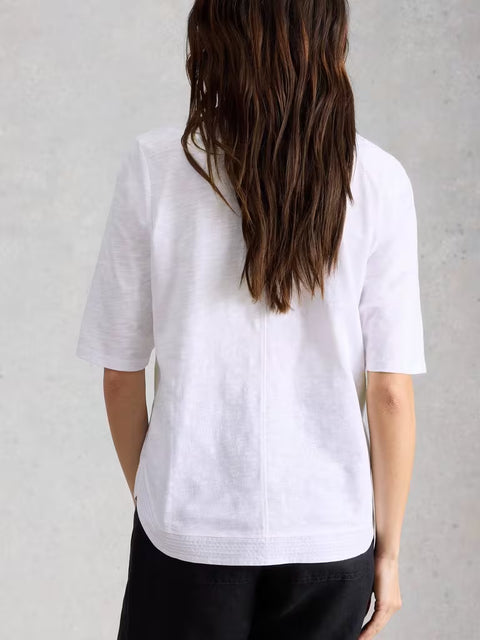 White Stuff Weaver Broderie Tee Brilliant White