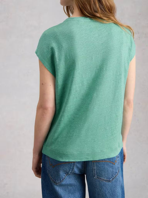 White Stuff Rowan Linen Tee Mid Teal