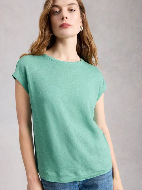 White Stuff Rowan Linen Tee Mid Teal