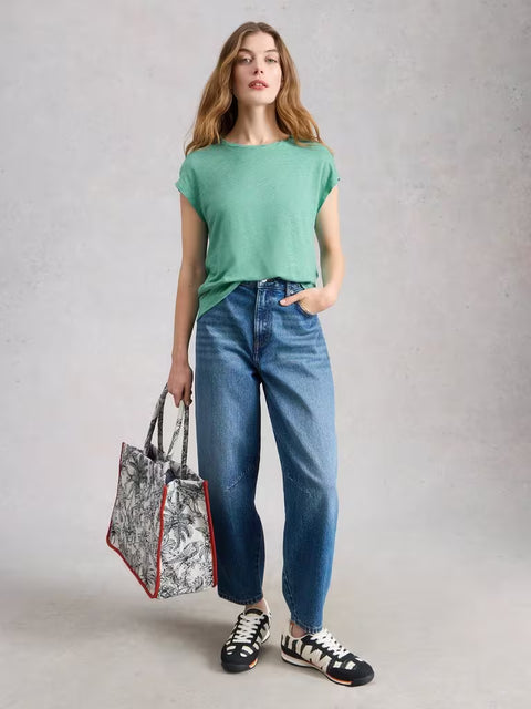 White Stuff Rowan Linen Tee Mid Teal