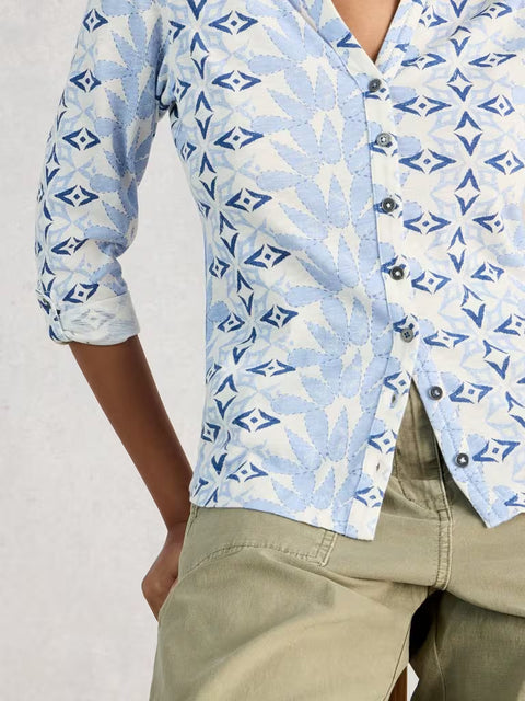 White Stuff Annie Jersey Shirt Blue Multi
