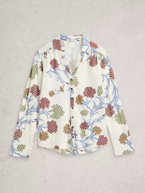 White Stuff Annie Jersey Shirt Ivory Multi