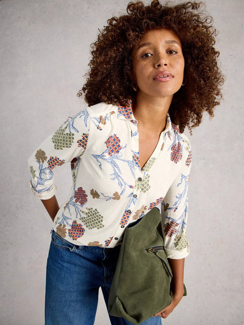 White Stuff Annie Jersey Shirt Ivory Multi