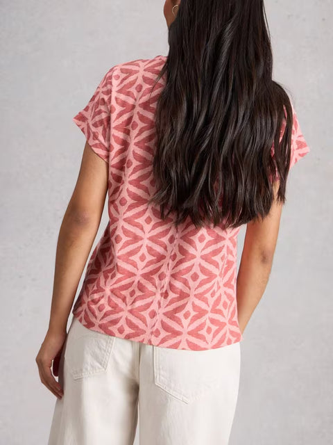White Stuff Nelly Embroidered Tee Pink Multi