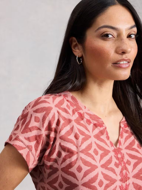 White Stuff Nelly Embroidered Tee Pink Multi