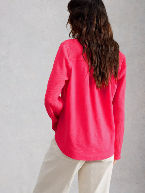 White Stuff Annie Double Cloth Shirt Bright Pink 445753