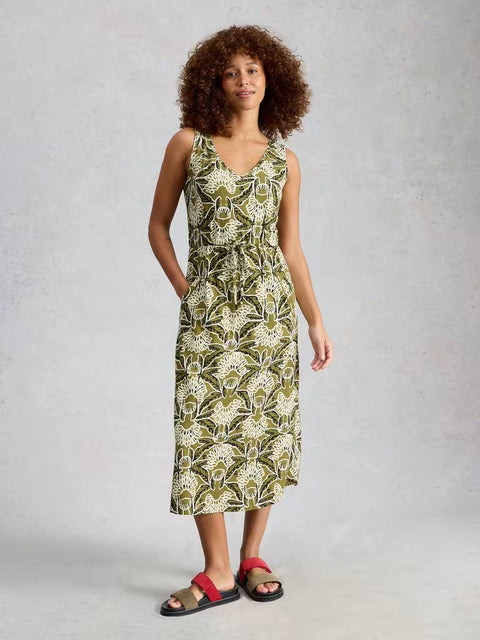 White Stuff Heidi Jersey Dress Green Print