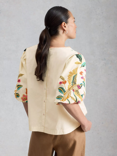 White Stuff Maeve Embroidered Top Ivory Multi 446098
