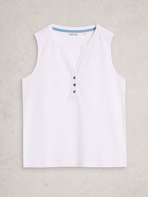 White Stuff Nora Texture Notch Brilliant White Womens Vest