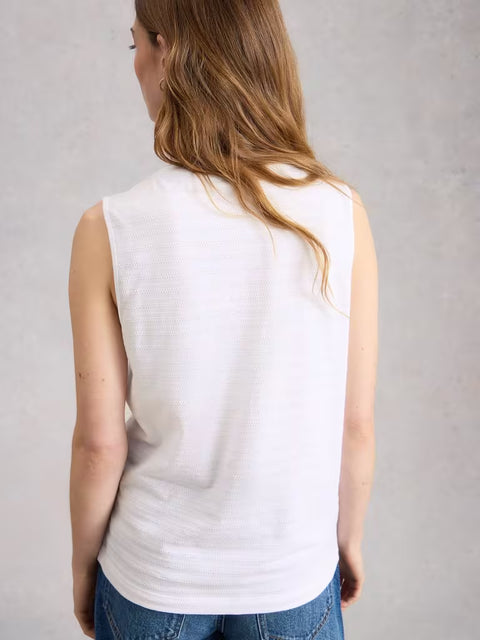 White Stuff Nora Texture Notch Brilliant White Womens Vest