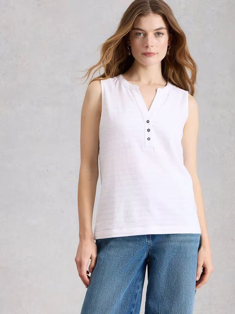 White Stuff Nora Texture Notch Brilliant White Womens Vest