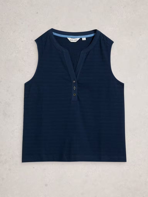 White Stuff Nora Texture Notch Dark Navy Womens Vest