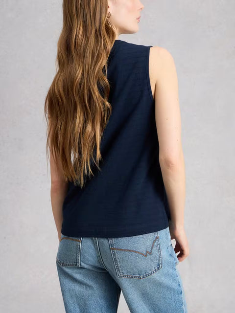 White Stuff Nora Texture Notch Dark Navy Womens Vest