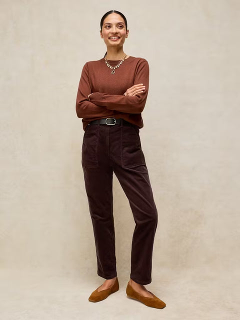 White Stuff Twister Cord Trousers Short Dark Brown